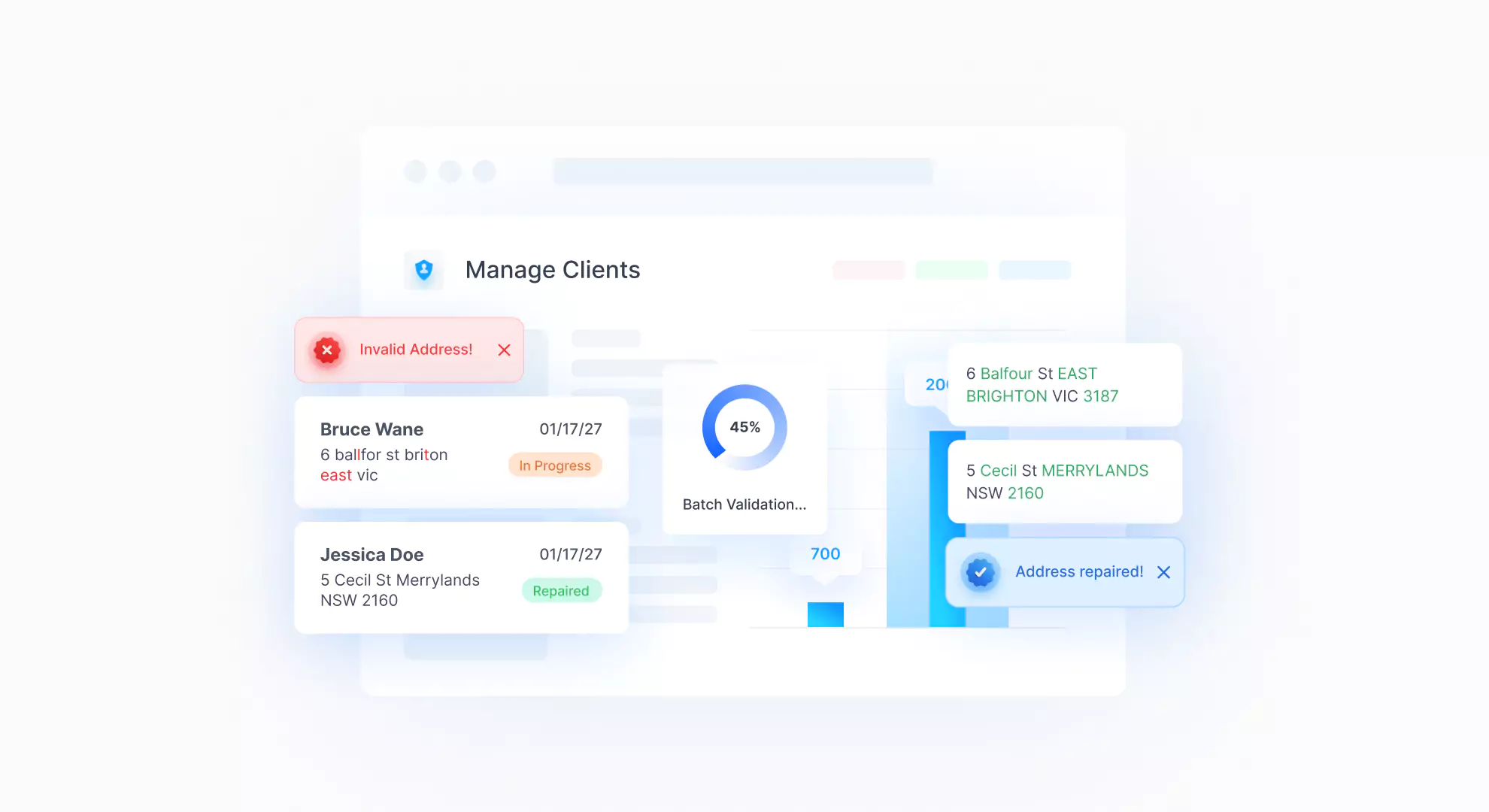 DataTools software batch validating CRM addresses.