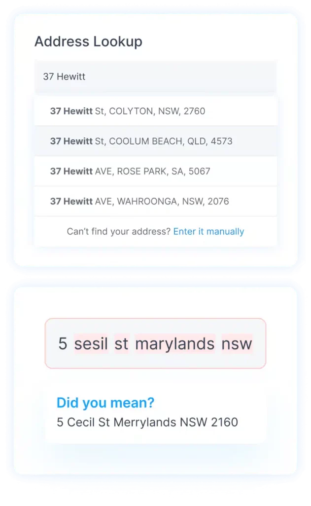 showing address lookup graphic