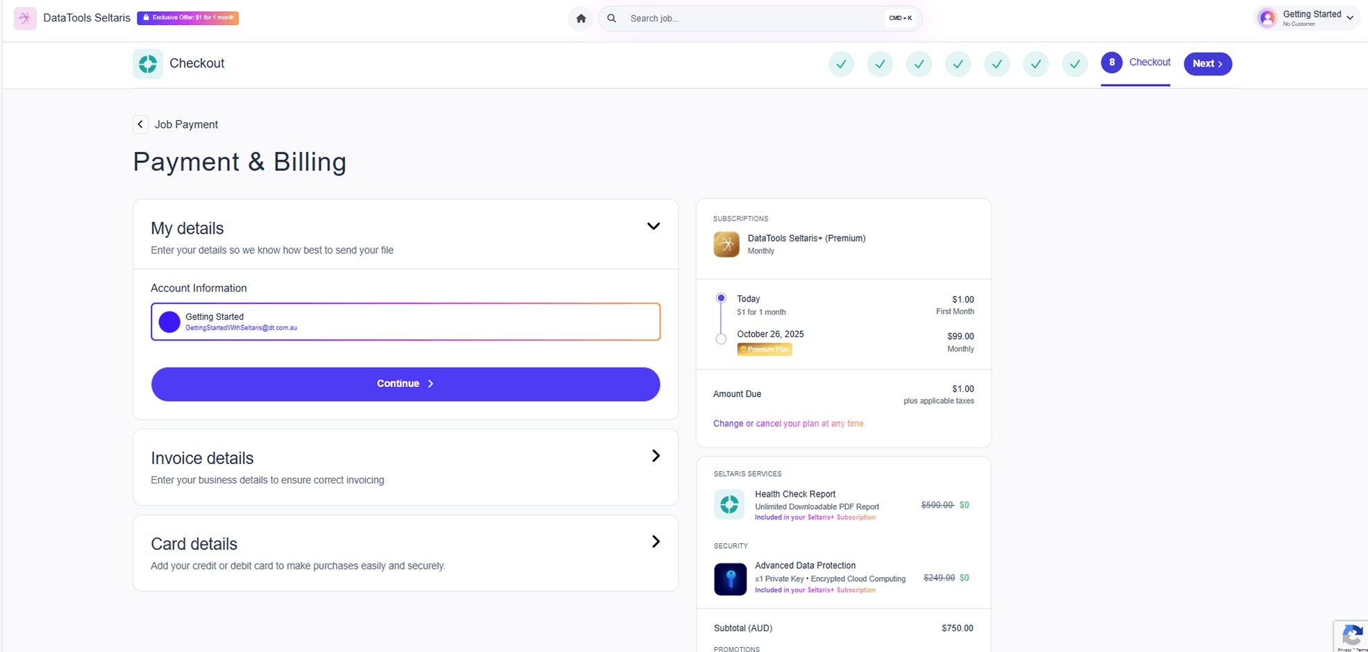Checkout page