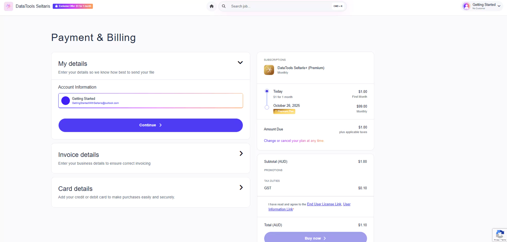 Checkout page