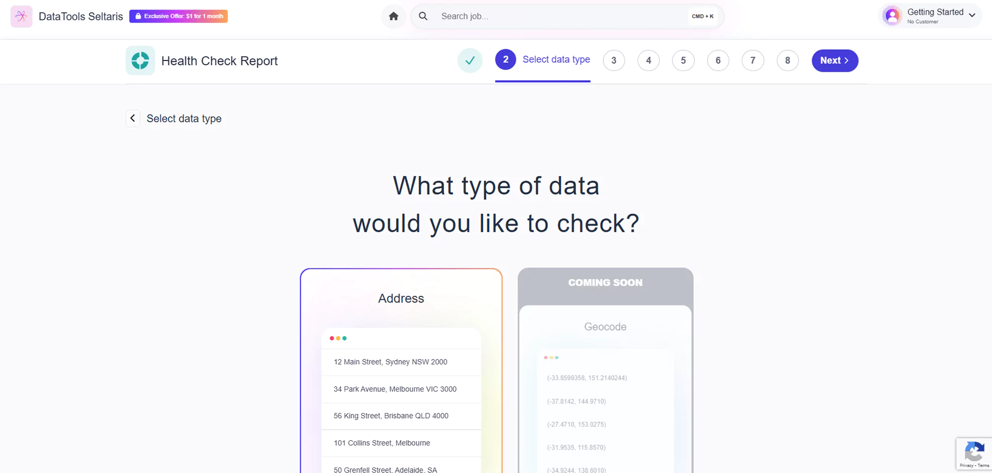 Type of data page