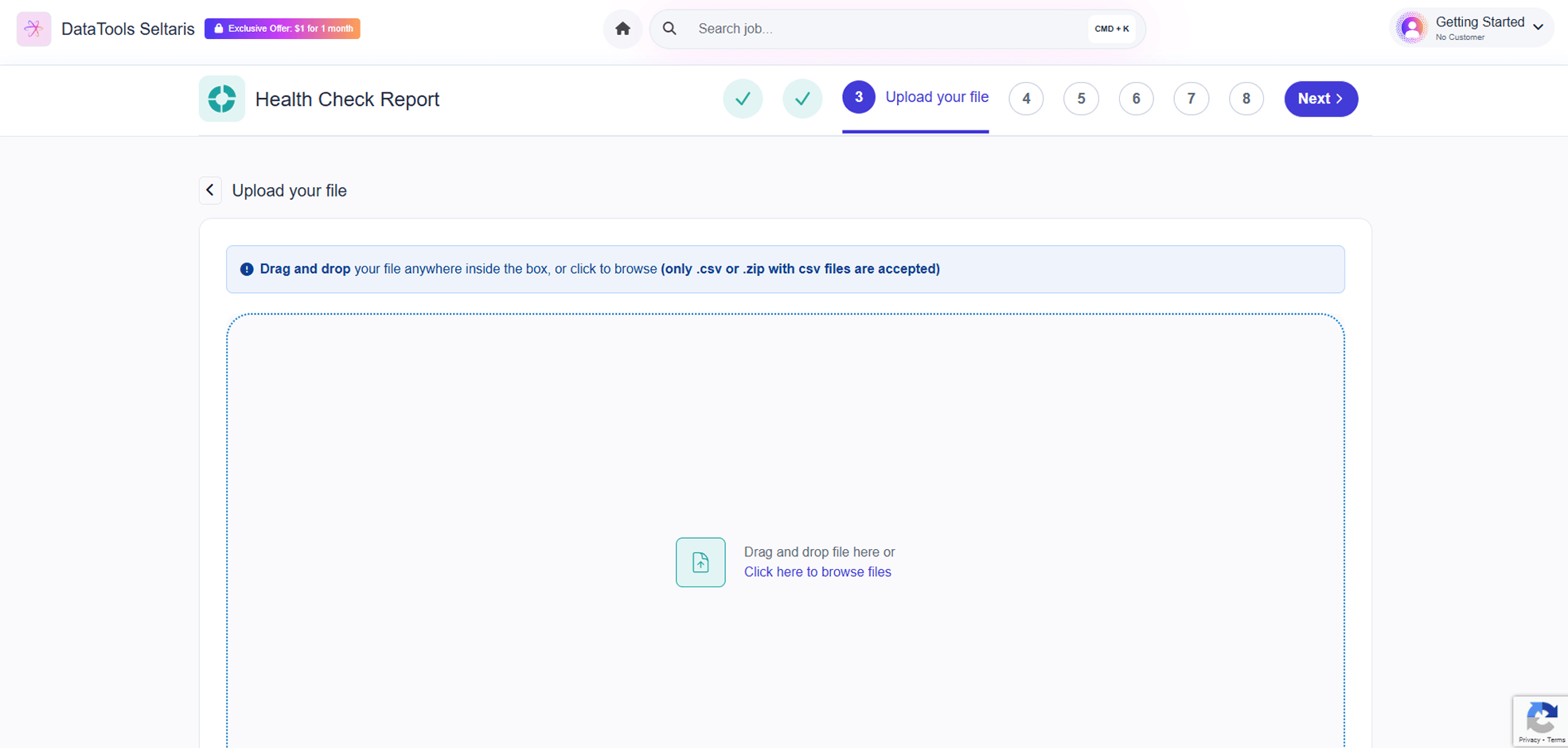 Input file screen
