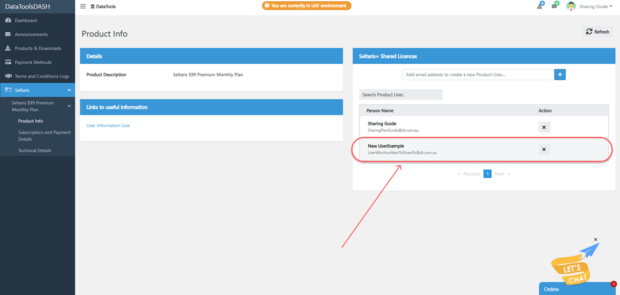 DASH product user's page