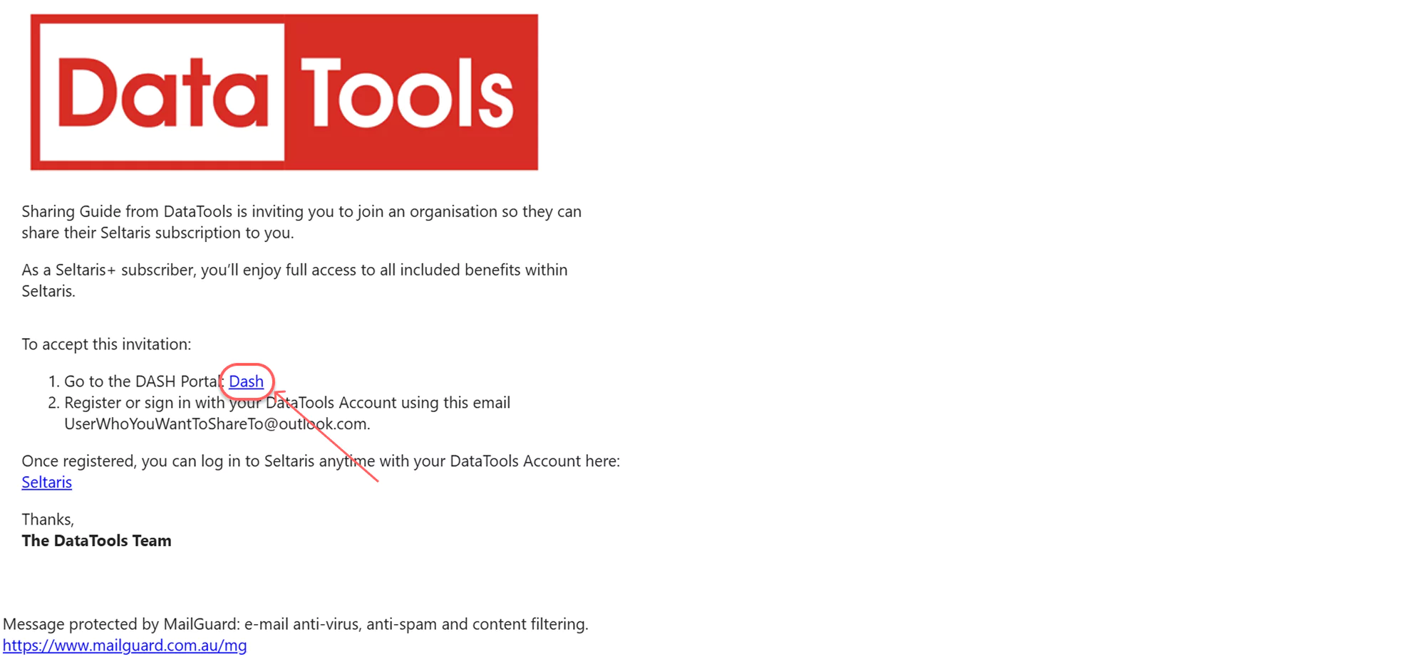 Invitee email